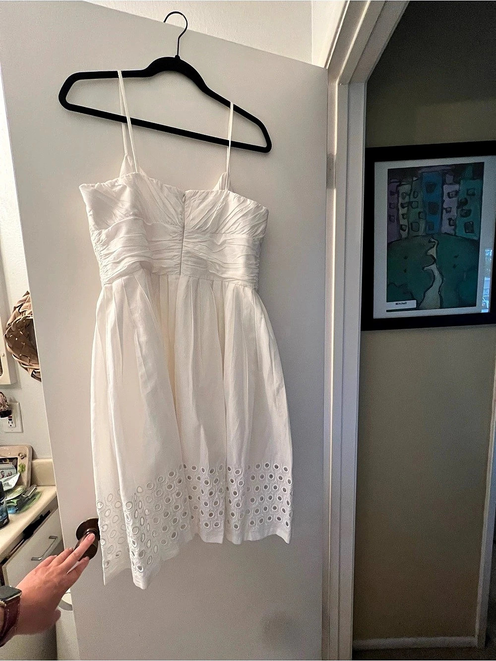 Talbots Eyelet MIDI Dress in White Size 14P